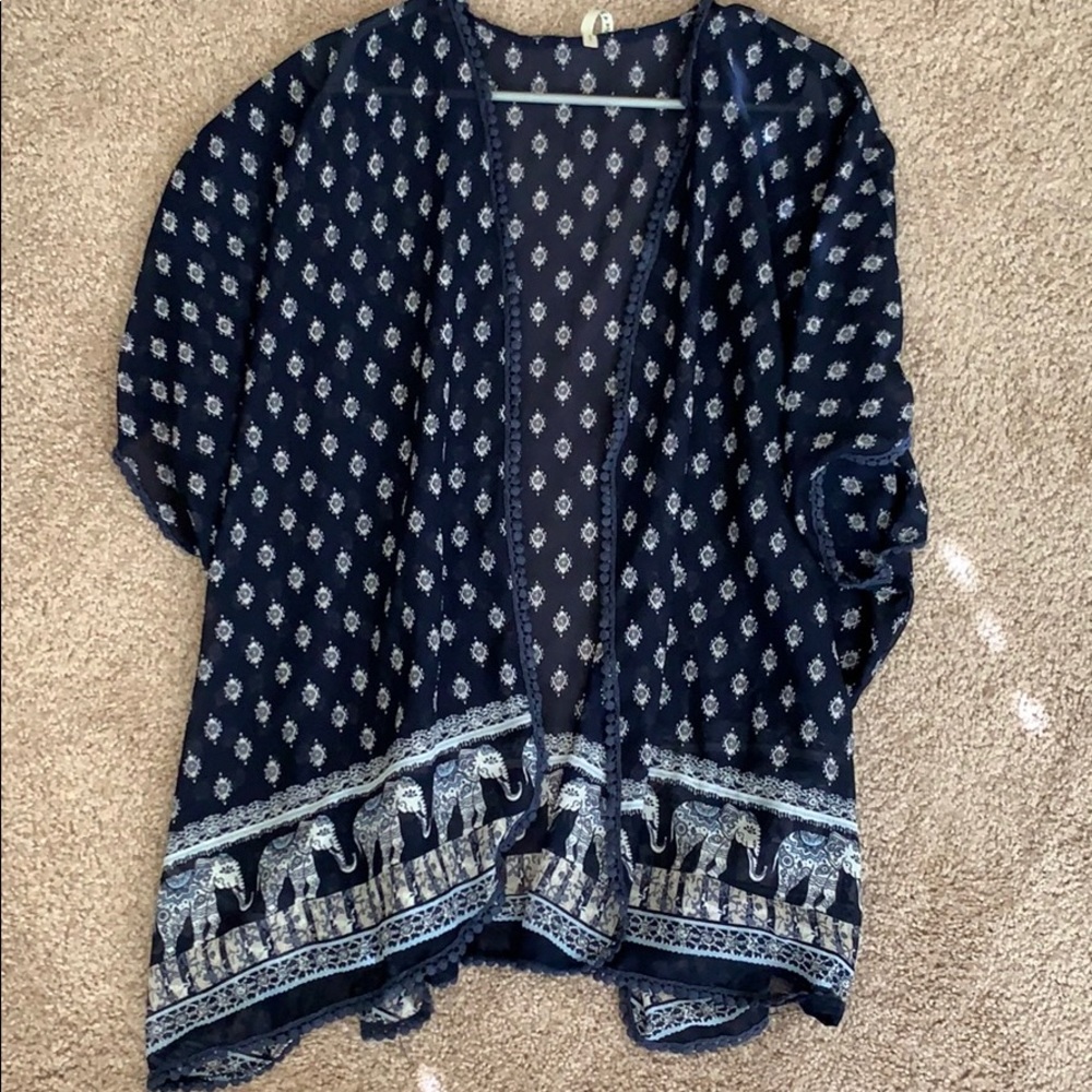 Blue elephant lightweight ruana